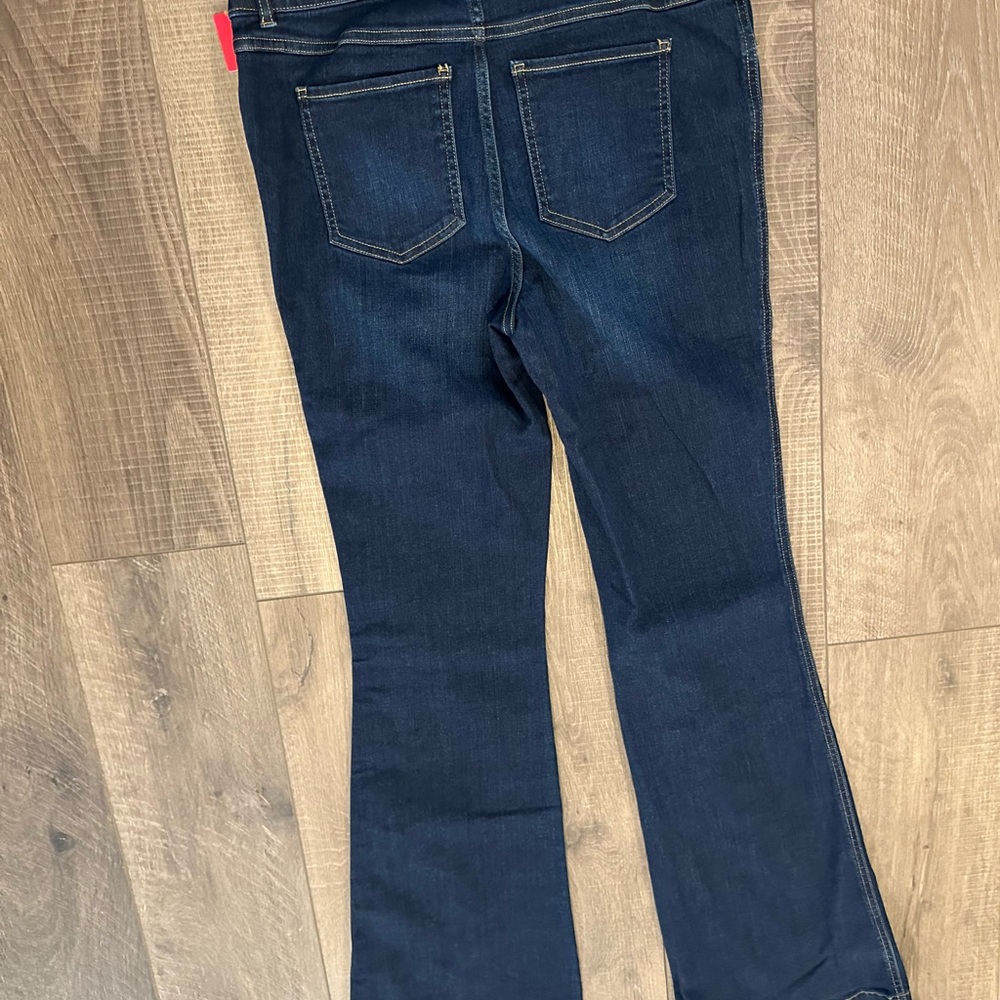 NEW SPANX Womens Jean Midnight Shade Blue Size Large Flare jeans Stretch Pull On